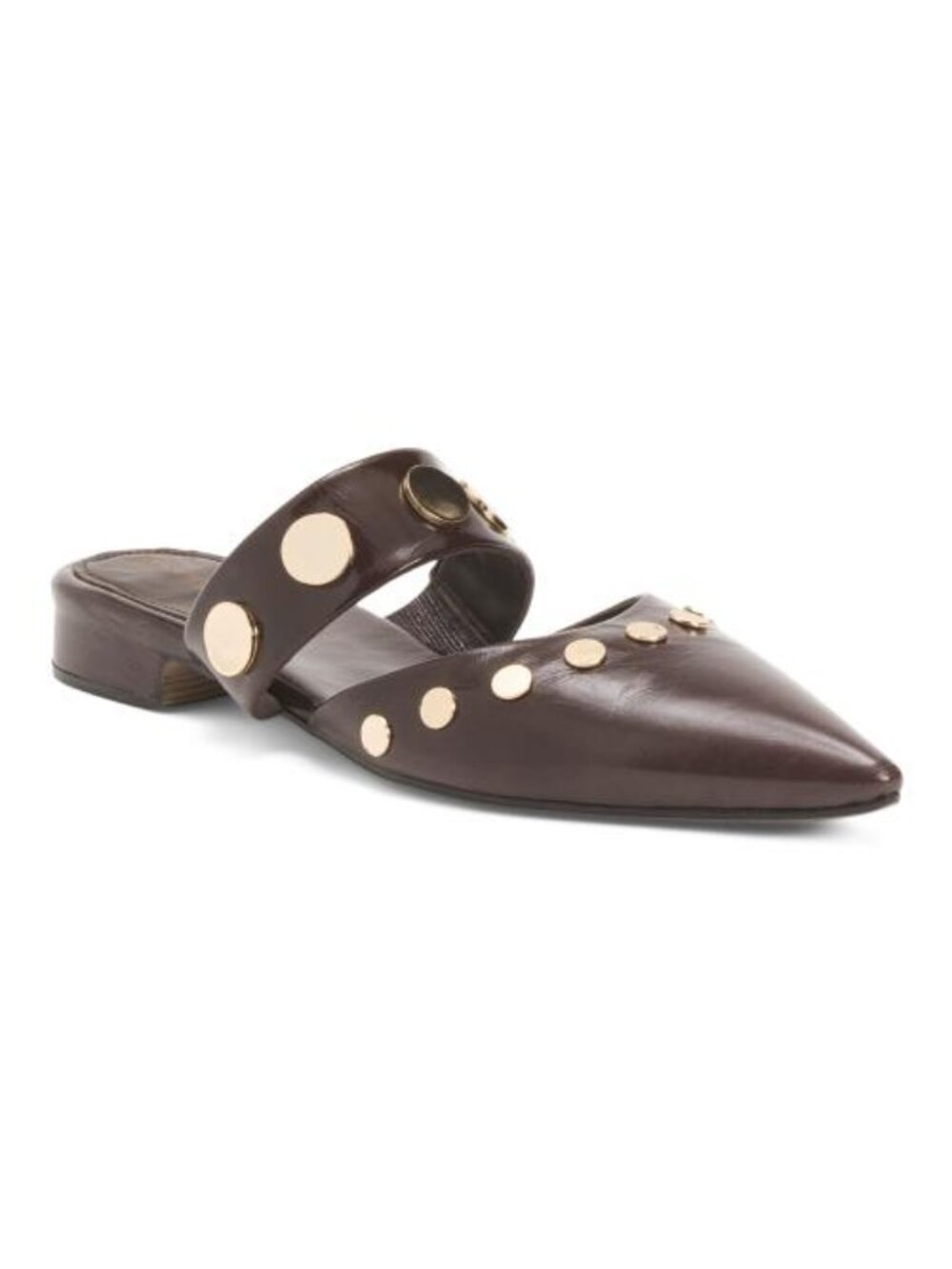 INES PALLISER Made In Spain Patent Leather Pointy Shoes With Stud Trim